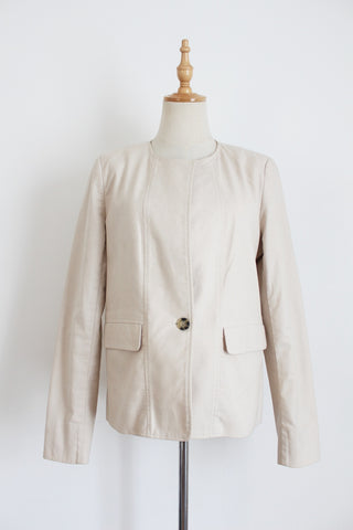 TRENERY COTTON BLAZER BEIGE - SIZE 12