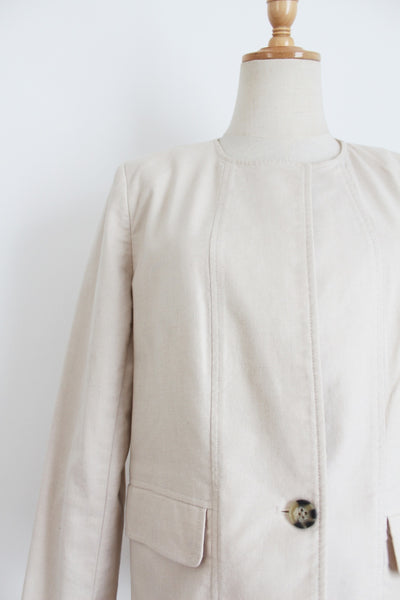 TRENERY COTTON BLAZER BEIGE - SIZE 12