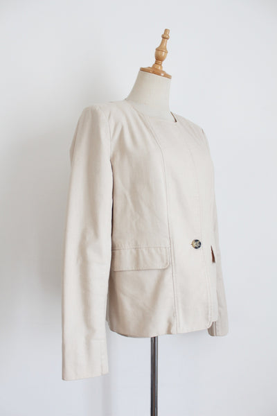 TRENERY COTTON BLAZER BEIGE - SIZE 12