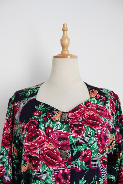 VINTAGE FLORAL CROSS BACK BLOUSE - SIZE 8