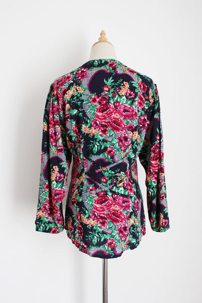 VINTAGE FLORAL CROSS BACK BLOUSE - SIZE 8