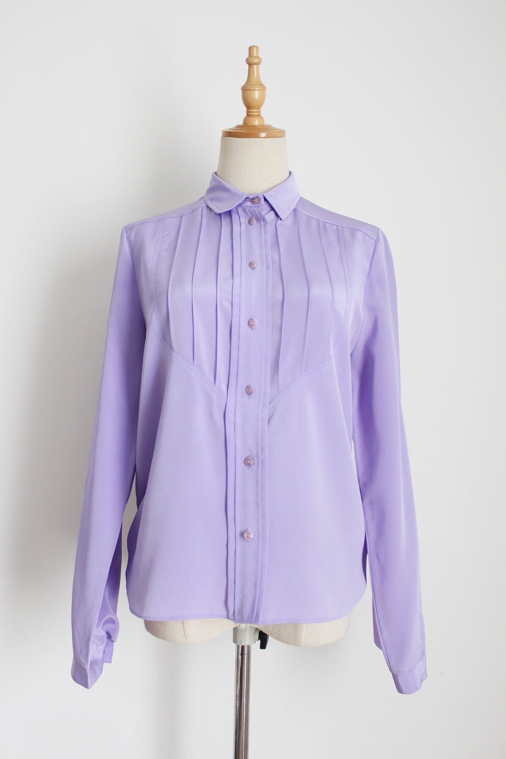 VINTAGE PINTUCK PASTEL BLOUSE LILAC - SIZE 8