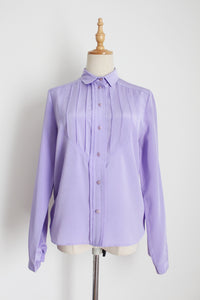 VINTAGE PINTUCK PASTEL BLOUSE LILAC - SIZE 8