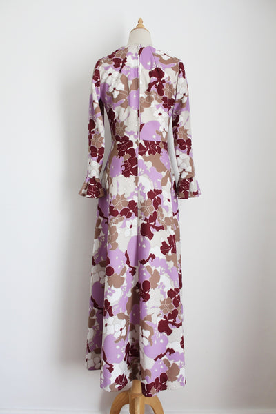 VINTAGE FLORAL FLARED SLEEVE MAXI DRESS - SIZE 6