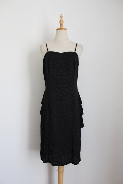 VINTAGE RUFFLE STRAPPY DRESS BLACK - SIZE 8