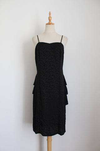 VINTAGE RUFFLE STRAPPY DRESS BLACK - SIZE 8