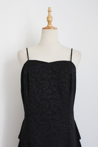 VINTAGE RUFFLE STRAPPY DRESS BLACK - SIZE 8