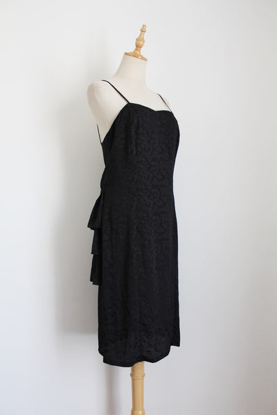 VINTAGE RUFFLE STRAPPY DRESS BLACK - SIZE 8
