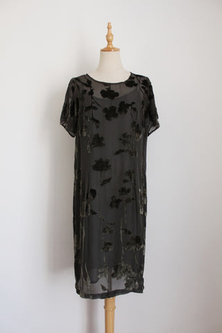 CAROLINE BISS SILK OVERLAY DRESS GREEN - SIZE 10