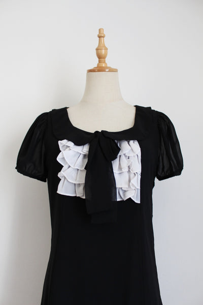 MARION & LINDIE SHORT SLEEVE DRESS BLACK WHITE - SIZE 8