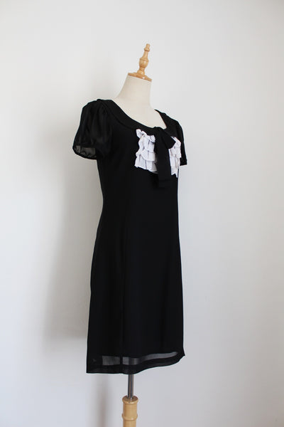 MARION & LINDIE SHORT SLEEVE DRESS BLACK WHITE - SIZE 8