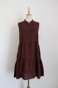 PIPER PETITES SLEEVELESS TIERED DRESS BROWN - SIZE 16