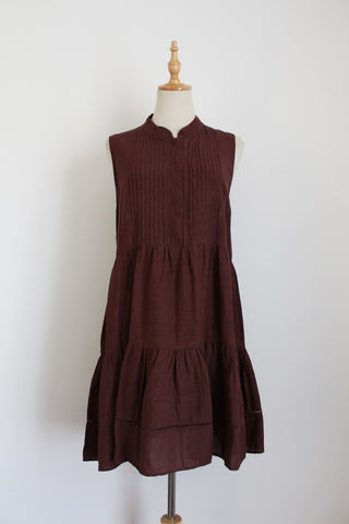 PIPER PETITES SLEEVELESS TIERED DRESS BROWN - SIZE 16
