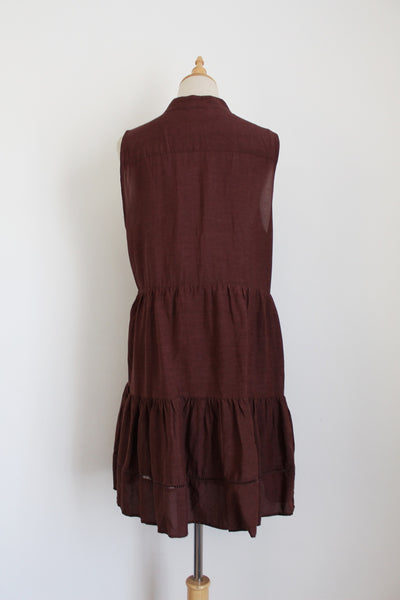 PIPER PETITES SLEEVELESS TIERED DRESS BROWN - SIZE 16