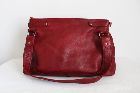 GENUINE LEATHER SHOULDER BAG RED
