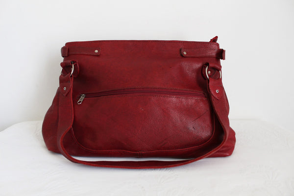 GENUINE LEATHER SHOULDER BAG RED