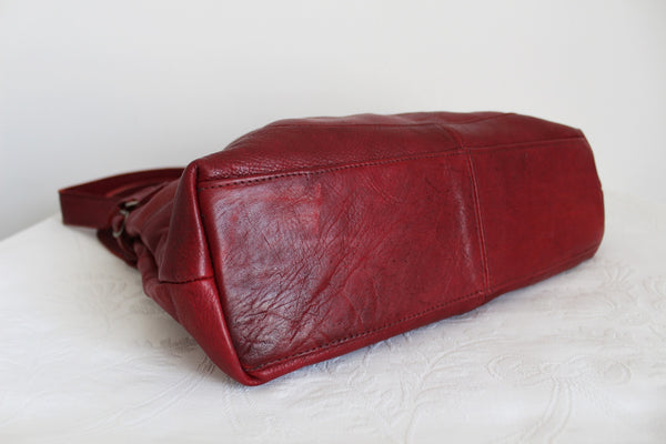 GENUINE LEATHER SHOULDER BAG RED
