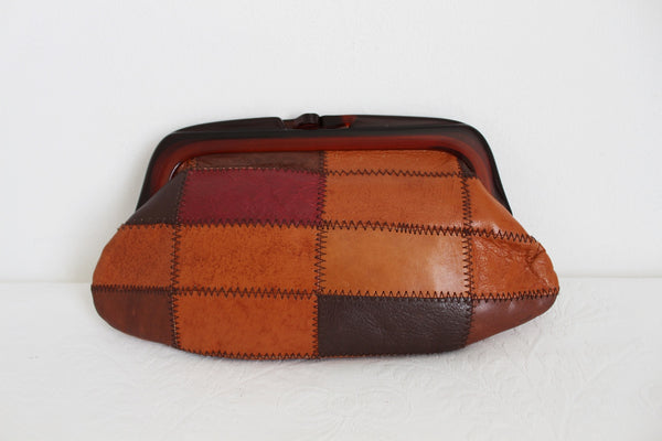 GENUINE LEATHER VINTAGE PATCH CLUTCH