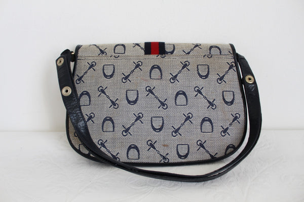 VINTAGE CANVAS GENUINE LEATHER BAG NAVY