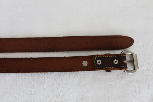 NEW GENUINE LEATHER STITCHED BELT BROWN