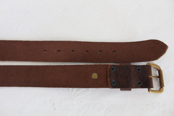 NEW GENUINE LEATHER WIDE BELT BROWN