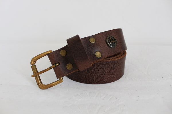NEW GENUINE LEATHER WIDE BELT BROWN