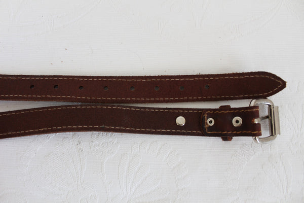 NEW GENUINE LEATHER STITCHED BELT COGNAC