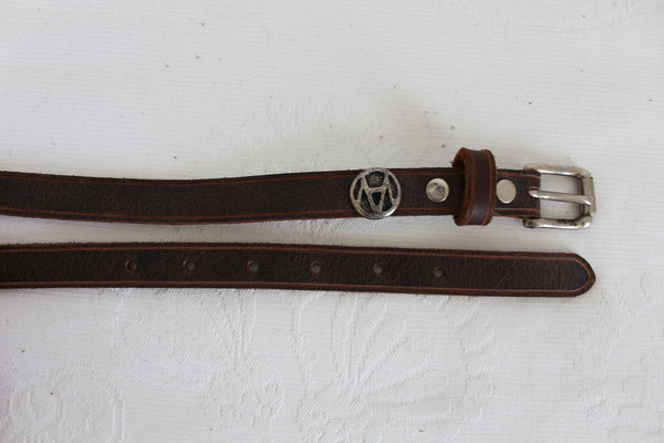 NEW GENUINE LEATHER SKINNY BELT BROWN