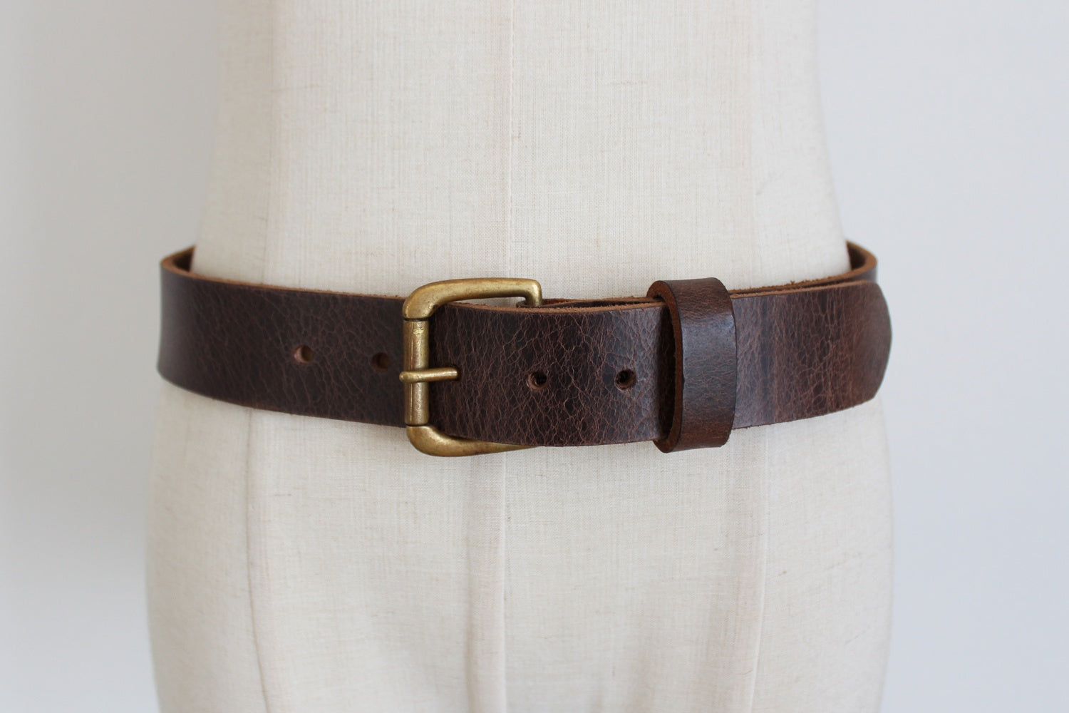 NEW GENUINE LEATHER WIDE BELT BROWN