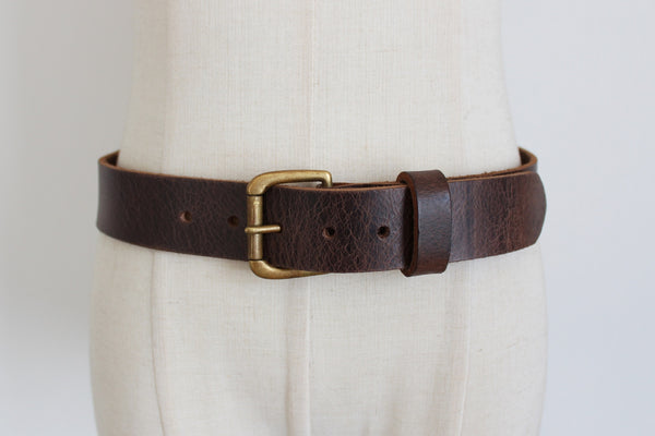 NEW GENUINE LEATHER WIDE BELT BROWN