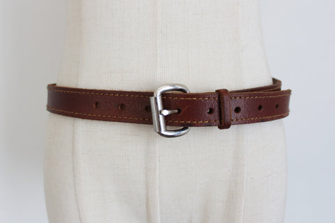 NEW GENUINE LEATHER STITCHED BELT COGNAC