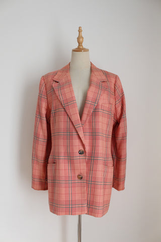ESCADA VINTAGE PLAID BLAZER RED - SIZE 12