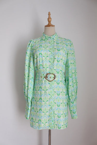 SEVEN WONDERS LONG SLEEVE MINI DRESS GREEN - SIZE 6