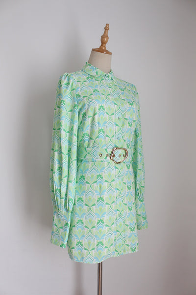 SEVEN WONDERS LONG SLEEVE MINI DRESS GREEN - SIZE 6