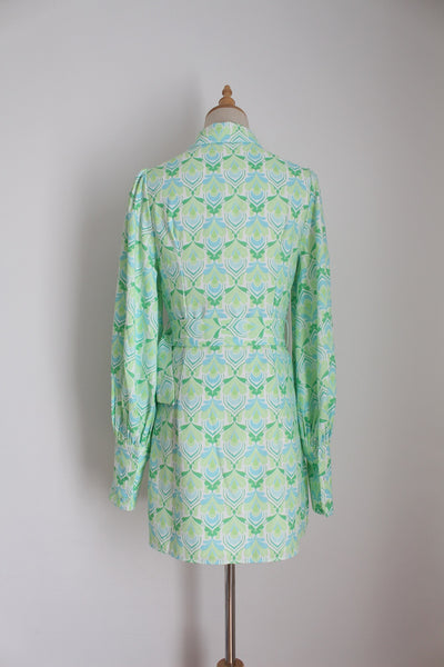 SEVEN WONDERS LONG SLEEVE MINI DRESS GREEN - SIZE 6