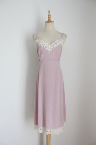 100% SILK NOA NOA SLIP DRESS LILAC - SIZE L