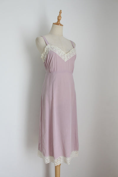 100% SILK NOA NOA SLIP DRESS LILAC - SIZE L