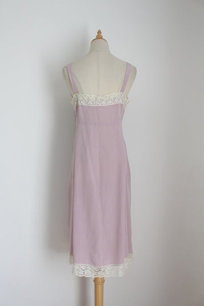 100% SILK NOA NOA SLIP DRESS LILAC - SIZE L