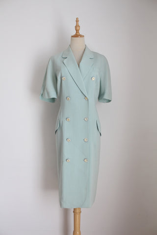 WOOL BLEND VINTAGE BLAZER DRESS MINT - SIZE 12