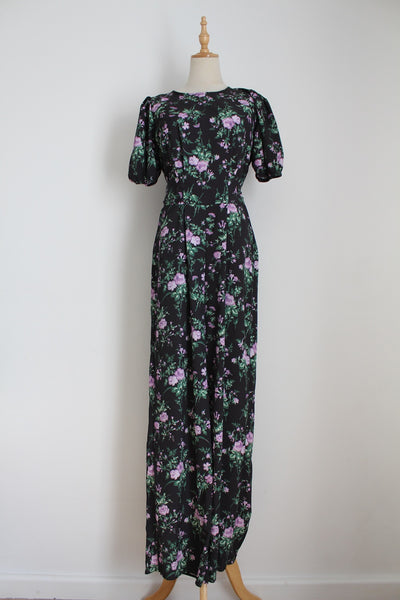 LIPSY FLORAL JUMPSUIT BLACK - SIZE 10