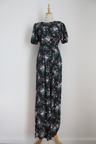 LIPSY FLORAL JUMPSUIT BLACK - SIZE 10