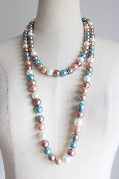 NEW FAUX PEARL CHUNKY NECKLACE MOCHA