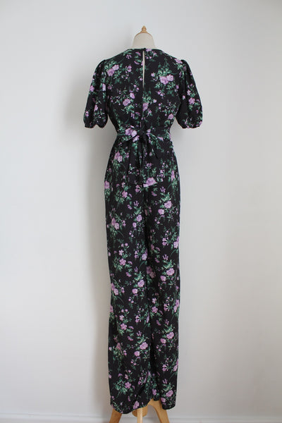LIPSY FLORAL JUMPSUIT BLACK - SIZE 10