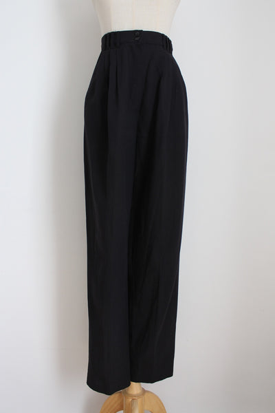 VINTAGE PLEATED HIGH WAIST TROUSERS BLACK - SIZE 6