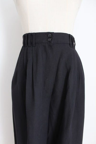 VINTAGE PLEATED HIGH WAIST TROUSERS BLACK - SIZE 6