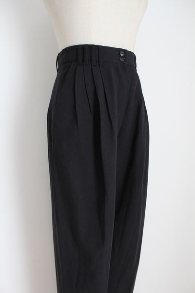 VINTAGE PLEATED HIGH WAIST TROUSERS BLACK - SIZE 6