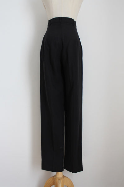 VINTAGE PLEATED HIGH WAIST TROUSERS BLACK - SIZE 6