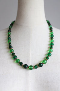 VINTAGE GREEN MATTE GLASS BEADED NECKLACE