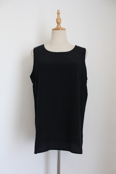100% SILK SINGLET VEST TOP BLACK - SIZE 12