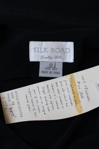 100% SILK SINGLET VEST TOP BLACK - SIZE 12